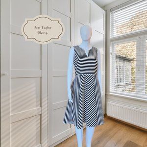 Ann Taylor Black & White Striped Dress